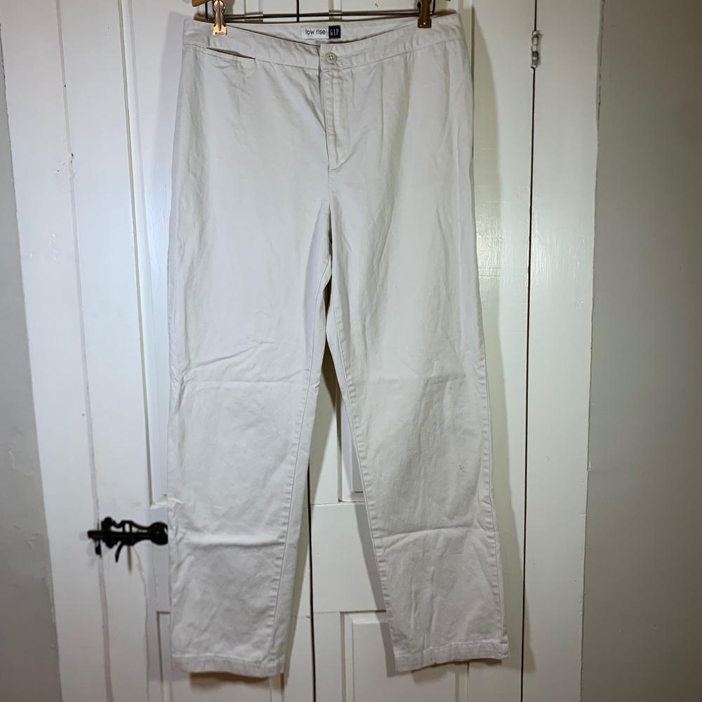 Vintage Gap Low Rise Chinos Women 14R Cream Cotton Straight Leg Made in USA READ